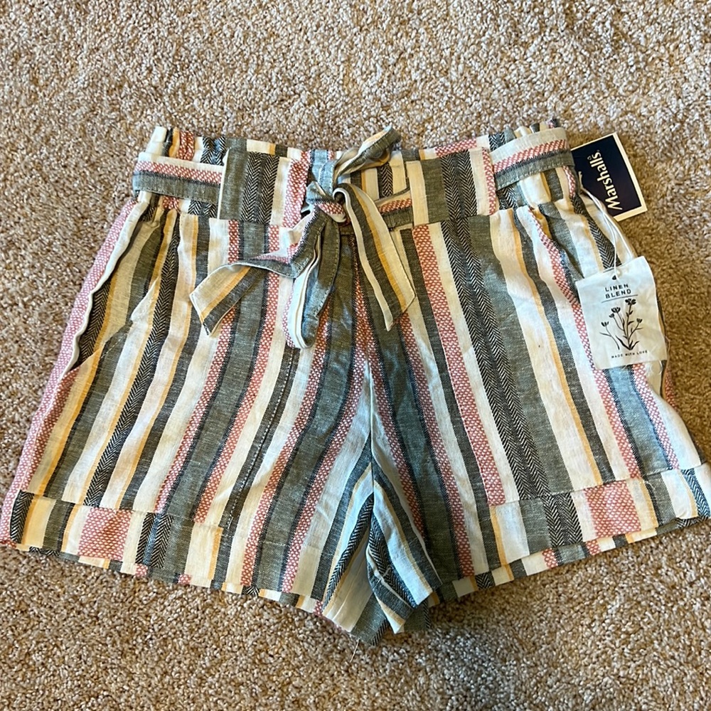 NWT Indigo Rein elastic Linen striped shorts women’s medium MD boho concert